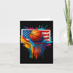 Bunte Basketball-Tie-Dye-Farbspritzer-Flagge USA  Karte