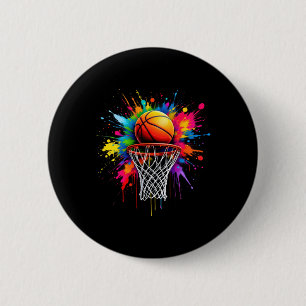 Bunte Basketball-Tie-Dye-Farbspritzer-Reifen Button