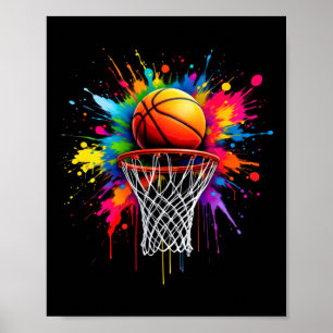 Bunte Basketball-Tie-Dye-Farbspritzer-Reifen Poster