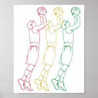 Bunte Basketballspieler-Linienkunst-Sportposter