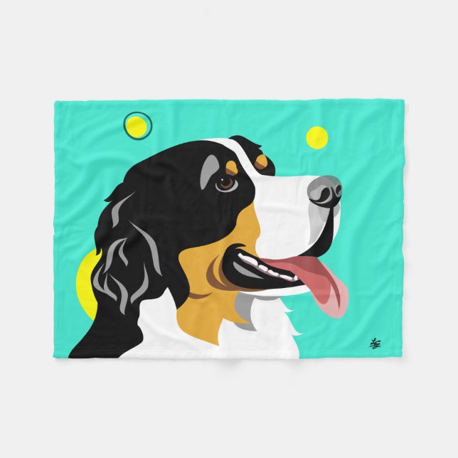 Bunte Berner Sennenhund Fleecedecke (Vorderseite (Horizontal))