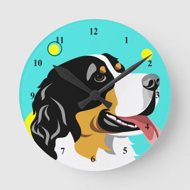 Bunte Bernese Gebirgshundeuhren Runde Wanduhr (Vorderseite)