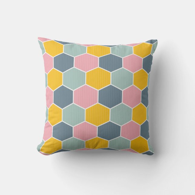 Bunte Bienenwaben-geometrisches Muster Kissen (Vorderseite)