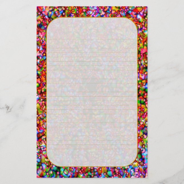 "Bunte Blasen-" feines gezeichnetes Briefpapier (Vorderseite)