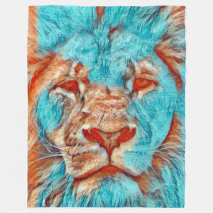 Bunte blaue Löwe-Fantasie Fleecedecke