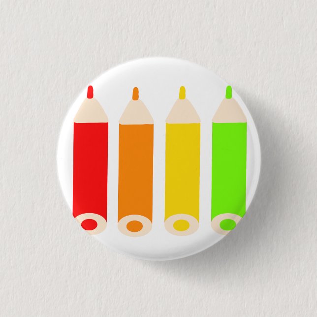 Bunte Bleistifte Schreibwaren Geschenk Button (Vorderseite)