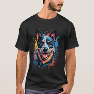 Bunte Blue Heeler-Hundekunst Australische Rinder P T-Shirt