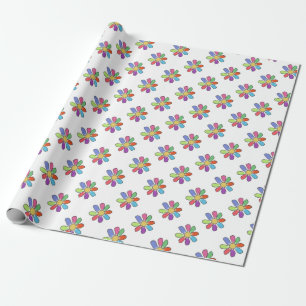 Bunte Blume auf irgendeiner Farbe Geschenkpapier