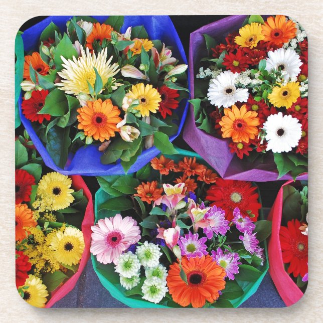 Bunte Blume Getränkeuntersetzer (Vorderseite)