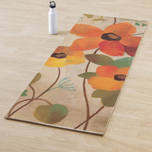 Bunte Blumen auf einem weg weißen Hintergrund Yogamatte