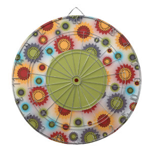Bunte Blumen auf weißem Dartboard Dartscheibe