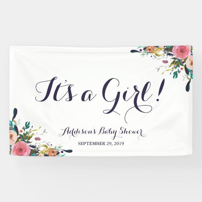 Bunte Blumen-Baby-Duschen-Fahne groß Banner (Horizontal)