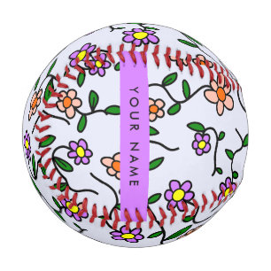 Bunte Blumen, blauer Hintergrund, Lila Baseball