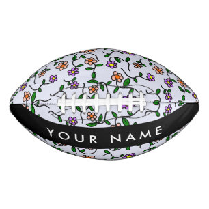 Bunte Blumen, blauer Hintergrund, Schwarz Football