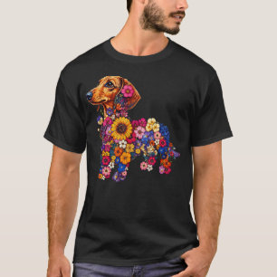 Bunte Blumen-Dachshund-Liebhaber-Wiener-Hund-Blume T-Shirt