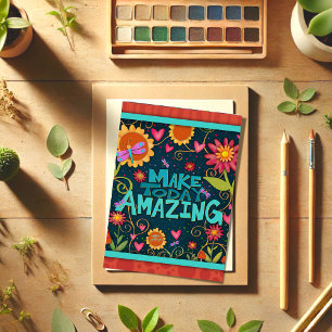 Bunte Blumen Freude Fröhlich Mach Heute Toll Dankeskarte