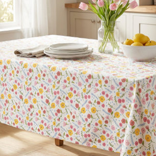 Bunte Blumen- Frühling- Gartentischdecke Tischdecke