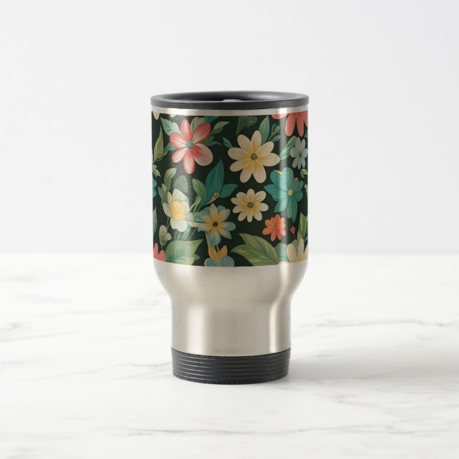 Bunte Blumen/Frühling Reisebecher (Mittel)