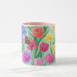 Bunte Blumen-/Frühlingsrose Tasse