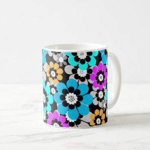 Bunte Blumen Gänseblümchen Blau Türkis Lila  Kaffeetasse