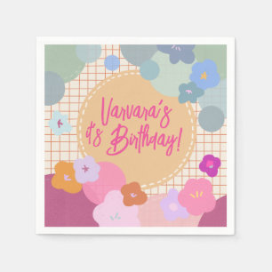Bunte Blumen Geburtstag Dopamin Papier Serviette
