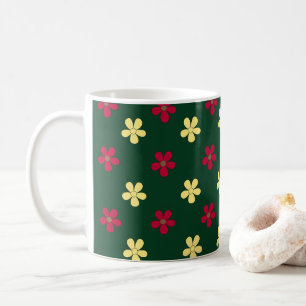 Bunte Blumen Grüne Süße Blumige Muster Kaffeetasse