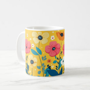 Bunte Blumen, Helle Lebendige Volkstümliche Hübsch Kaffeetasse
