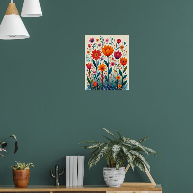 Bunte Blumen Kunst Illustration, Poster (Wohnzimmer 1)