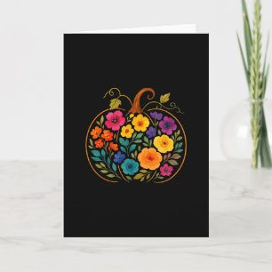 Bunte Blumen Kürbisform Thanksgiving Landwirt Karte