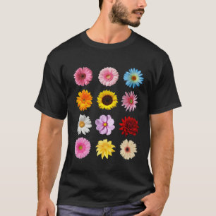 Bunte Blumen Lustige Grafische Kunst Blumen L T-Shirt