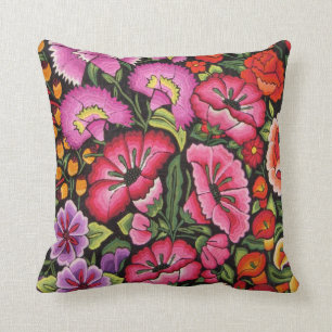 bunte Blumen, mexikanische Art Kissen
