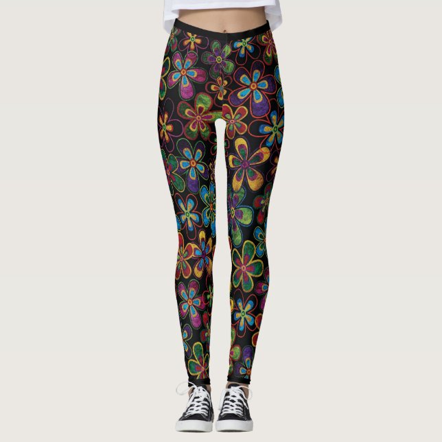 Bunte Blumen-Muster-Leggings Leggings (Vorderseite)