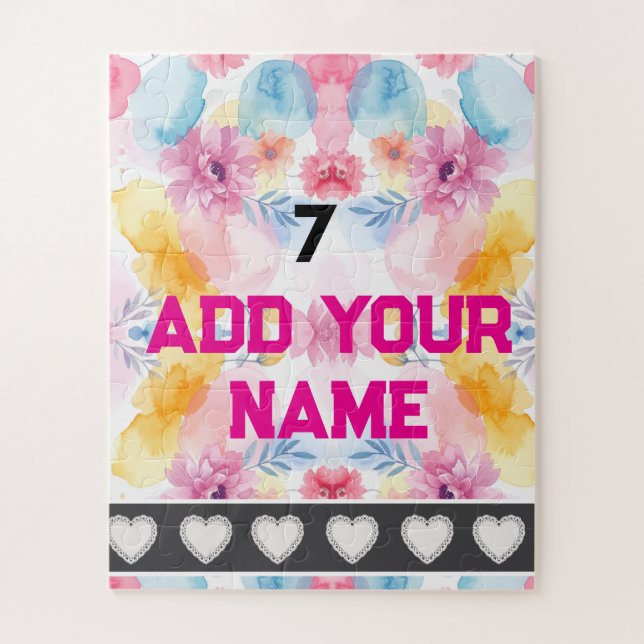 Bunte Blumen - Name Nummer Socken (Vertikal)