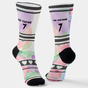 Bunte Blumen - Name Nummer Socken