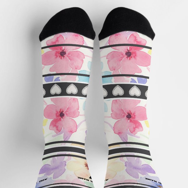Bunte Blumen - Name Nummer Socken (Oben)