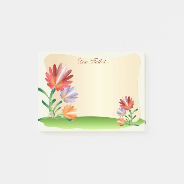 Bunte Blumen-Post-Itanmerkungen Post-it Klebezettel (Vorderseite)