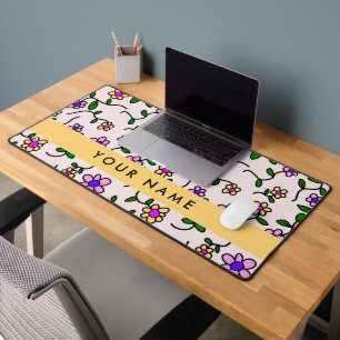 Bunte Blumen, Rosa Hintergrund, Gelb Schreibtischunterlage