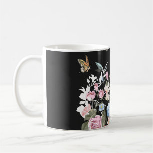 Bunte Blumen, Schmetterlinge, Lungen Illustration. Kaffeetasse