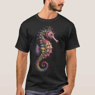 Bunte Blumen Seepferdchen T-Shirt