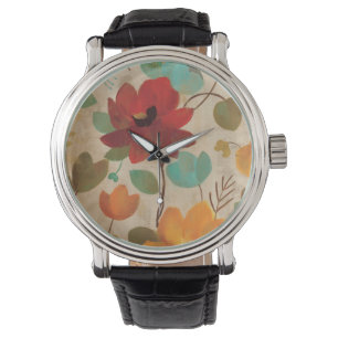 Bunte Blumen und Knospen Armbanduhr