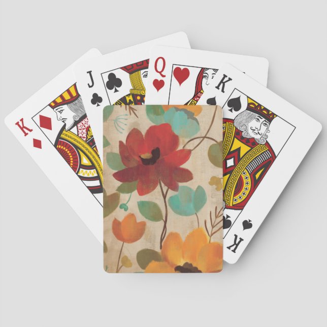 Bunte Blumen und Knospen Spielkarten (Rückseite)