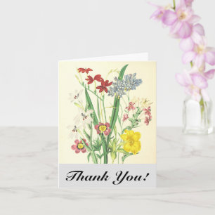 Bunte Blumen und Pflanzen, "Danke!" Postkarte