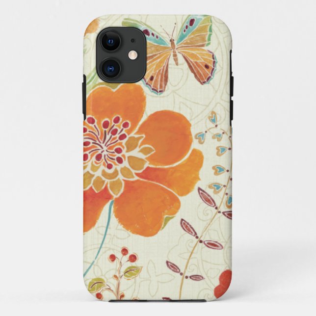 Bunte Blumen und Schmetterlinge Case-Mate iPhone Hülle (Rückseite)