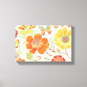 Bunte Blumen und Schmetterlinge Leinwanddruck