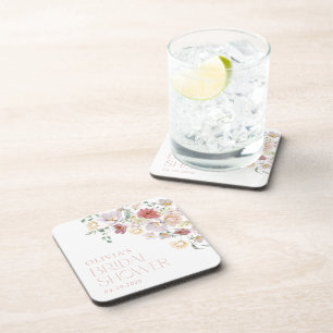 Bunte Blumen, Wildblumen, Boho, Brautdusche Getränkeuntersetzer