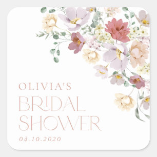 Bunte Blumen, Wildblumen, Boho, Brautdusche Quadratischer Aufkleber