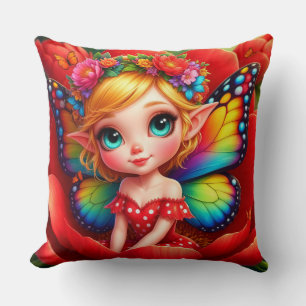 Bunte Blumenfee für Fantasy-Liebhaber Kissen