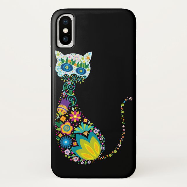 Bunte Blumenkatze Case-Mate iPhone Hülle (Rückseite)