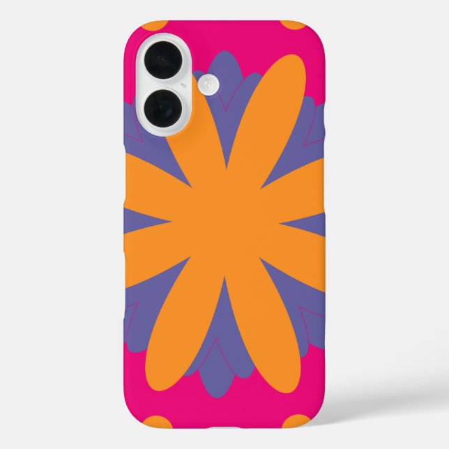 bunte Blumenkreisformen iPhone 16 Hülle (Rückseite)