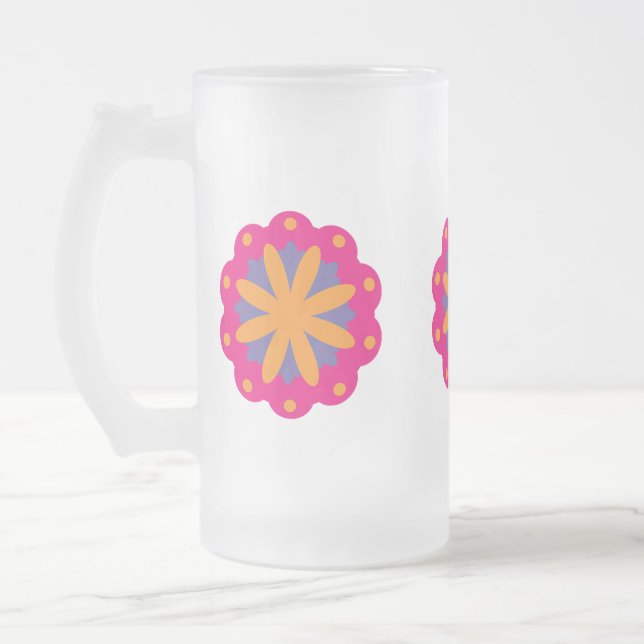 bunte Blumenkreisformen Mattglas Bierglas (Links)